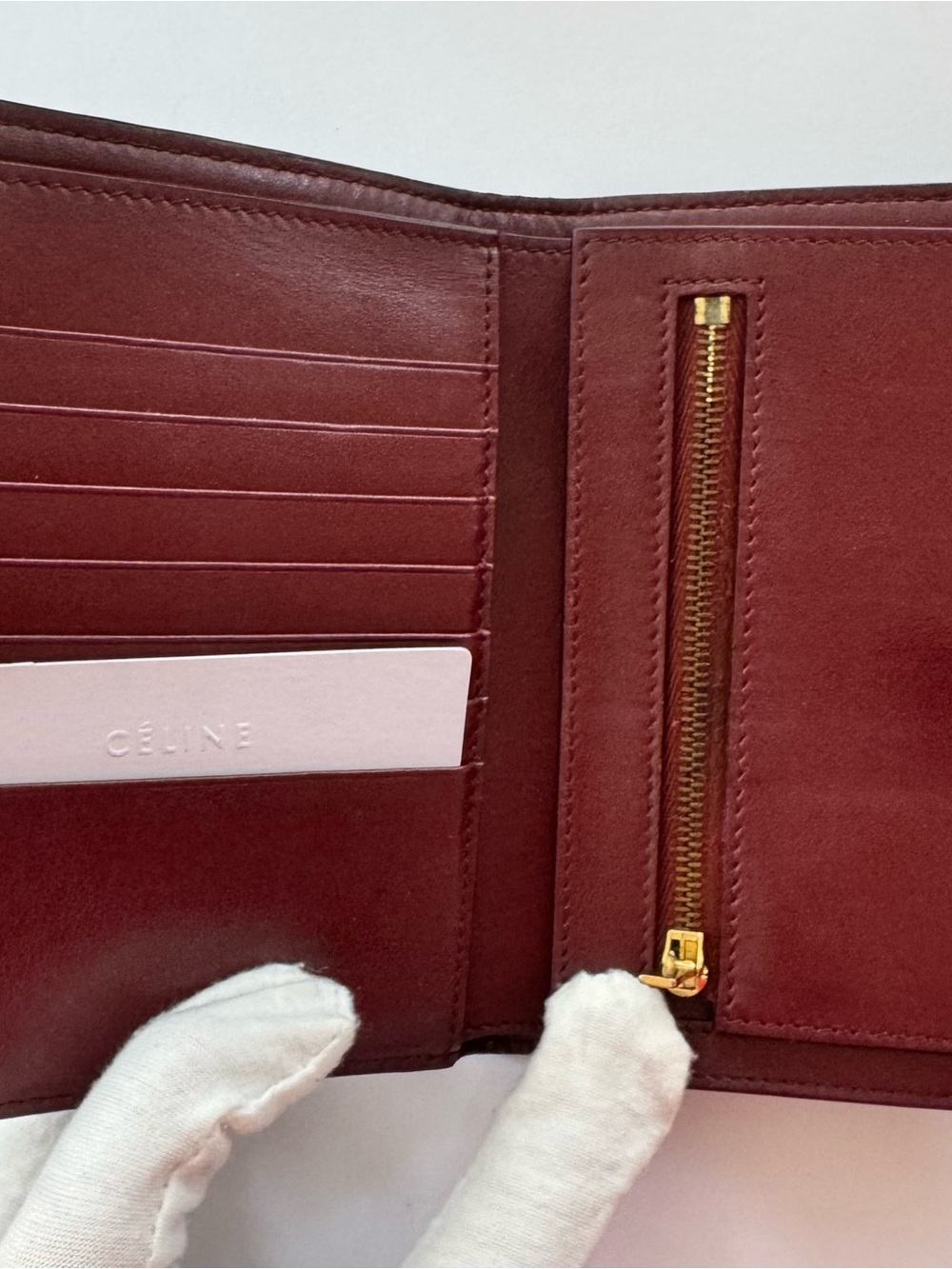 Gorgeous Celine Burgundy Tab-Closure Leather Wallet - Picture 4 of 6
